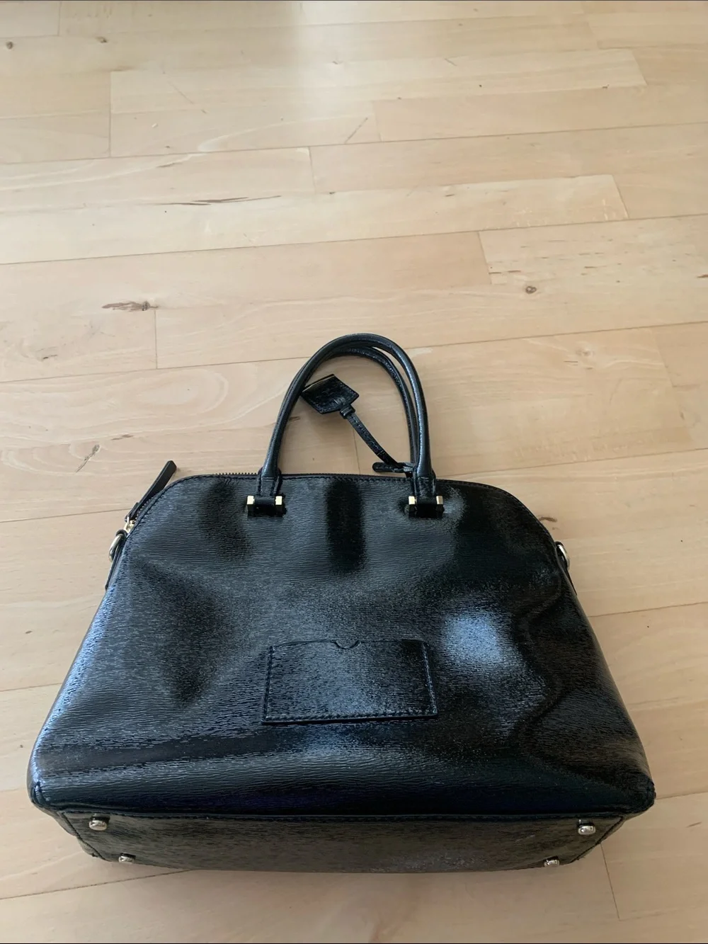kate spade Black Patent Leather Satchel with Gold Hardware